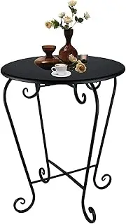 Wtiujhg Small Patio Side Table,Round Metal Side Table,Weather Resistant Anti-Rust Outdoor Side Tables,Outdoor End Table for Garden,Porch,Balcony,Yard,Black