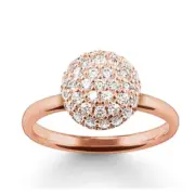 TR1972R THOMAS SABO RG ON SILVER PAVE CZ DOME LADY RING SIZE 56