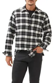 Rodd & Gunn Halfmoon Ave Neppy Check Button-Up Overshirt in Asphalt at Nordstrom, Size Large