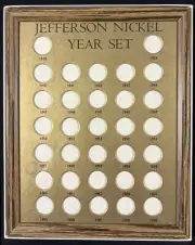 Jefferson Nickel 1938-1969 Year Set Display Frame. New Old Stock From 1969!