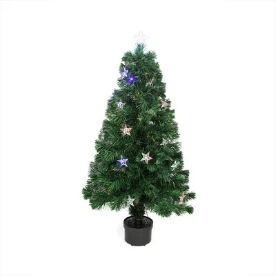 NORTHLIGHT 4' Pre-Lit LED Color Changing Fiber Optic Christmas Tree with Stars