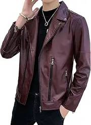 [Zylphorix] Timeless Green Leather Jacket for Men - Stylish Collar & Functional Pockets for Everyday Outfits