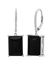 MaxColor Silver 11.00 ct. tw. Onyx Quartz Earrings