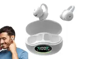 Wireless Ear Clip Earbuds Bluetooth 5.3 Sports Earphones Noise Cancelling Mic For Gaming-White