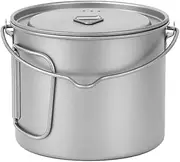 1100ml Pot Ultralight Portable Hanging Pot with Lid and Foldable Handle Camping Hiking Backpacking