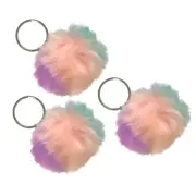 3x GoGoPo 6.5cm Fluffy Keyring Pastel Pompom Arts Cute Key Chain 3y+ Child/Kids