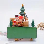 Wooden Automatic Christmas Musicbox with Revolving Train-Upwinding Power Mechani