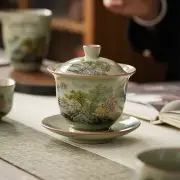 Ceramic Opening Landscape Gaiwan For Tea Ceramic Tureen Teaware Cup Chinese Tea