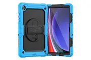 WASSUP Samsung Galaxy Tab A9+ Plus 11 inch 2023 Case With Screen Protector Hand Strap Stand & Shoulder Strap-lightBlue&Black