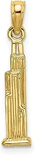 [JewelryWeb] 14ct Gold 3 d Sears Tower (chicago) Charm Pendant Necklace 15.65x4.15mm Wide 4.5mm Thick