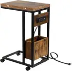 C Table End Table with Charging Station, Folding C Table, Rolling Tray Table TV