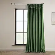 HPD Half Price Drapes Heritage Plush Velvet Curtains 108 Inches Long Room Darkening Curtains for Bedroom & Living Room 100W x 108L, (1 Panel), Eden Green