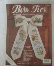 Vtg Bow Ties Cross Stitch Door Decor "Bless This Home" Bird Houses Nest Sealed