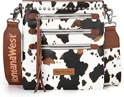 [Montana West] Crossbody Purse for Women Multi Pocket Crossover Side Purses Medium Size Cross Body Bag with Wide Guitar Strap Travel MWC-184CBR, Vintage D Brown
