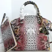 Brahmin Duxbury Satchel Adore Ombre Leather Bag+Travel Wallet+Tassel Ring NWT