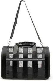 FONDOTIN Pet Carrier Bag Portable Adjustable Handbag for Dogs Cats Black with Breathable Mesh Design and Detachable Shoulder Strap for Travel and Outdoor Adventures