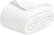 Bedsure WaffleBlanket, Cotton, White, Queen