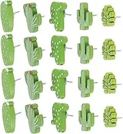 CIYODO 30pcs Creative Wooden Cactus and Monstera Leaf Push Pins Cute Decorative Thumb Tacks for Cork Board Adorable Office Accessories for Bulletins and Notes