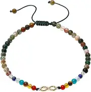 [Jewboo] 7 Chakra Infinity Beach Anklet Bracelet for Women Foot Worry Stone Relife Anxiety Jewelry Healing Crystals and Gemstones, 10, Stone, India agate