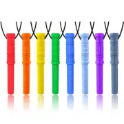 Sensory Chew Necklace by GNAWRISHING 8 Pack Cylinder Chew Necklaces for Senso