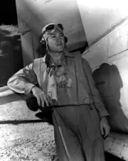 WW2 WWII Photo Greg "Pappy" Boyington with F4U Corsair USMC World War Two US169