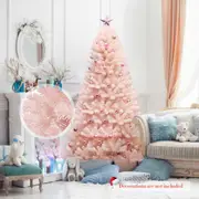 Costway 1.8M Pink Christmas Tree PVC Xmas Tree Hinged Fluffy Tips Indoor Home Decor Xmas Gift