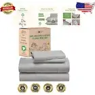 Breathable Light Grey Full Size 100% Cotton Sheet Set with Anti-Pilling Feature