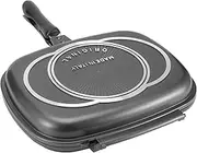Portable Frying Pan for Trucks,Double Sided Frying Pan,Grill Pans Grill Pan Frying Double Side Portable AntiBurn Handle Kitchen Supplies Grill Pot 32cm/12.6in