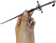 Ancient Style Sword Hair Chopsticks,Chinese Style Hair Pin Sword Hair Sticks for Bun with Red Gem Hair Accessories for Women Girls Long Hair,Gun Black Ruby