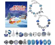 Christmas Bracelets 2024 for Girls 24 Days Xmas Countdown Calendar DIY Jewelry Making Kit Gift 22 Charm Beads 2 Bracelets for Kids Teens Women