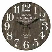 French Country Retro Wall Clock Wood Veneer Dark Kensington 40cm CLK296
