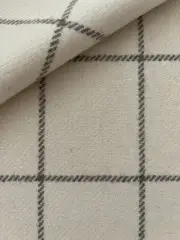 LARSEN "LONGDALE/Ivory" Ivory and Taupe windowpane wool-HD-$285-26.5"w x 26"L