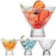 ZEBAN Set of 4 Vintage Cocktail Glasses, 8oz Crystal Margarita Glasses, Heavy Base Glassware for Martini, Cocktail, Margarita, Cosmopolitan, Pisco Sour, Brandy, Manhattan
