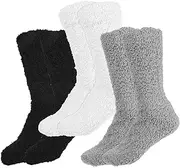 [Giantree] 3 Pairs Fuzzy Slipper for Women, Fuzzy Slipper, Warm Fuzzy Slipper for Women, Super Soft Fuzzy Plush Warm Winter Home Sleeping Slipper Socks, Women Slipper Socks for Women Men(Style A), Style