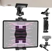 Car Sun Visor Tablet Mount, EXSHOW Metal Tablet Phone Vehicle Visor Clip Holder, Tripod Camera Clamp with 1/4" Screw, 360° Rotation Clamp for iPad Pro 12.9 Air Mini, Galaxy Tab, iPhone, 4-13" Tablets