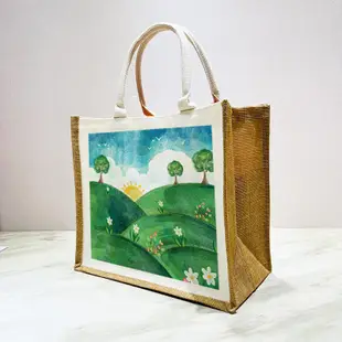 亞麻袋 覆膜手提袋 彩繪 (直式-空白袋) 防潑水 LOGO 客製化 無印同款 環保袋 購物袋 (5.6折)