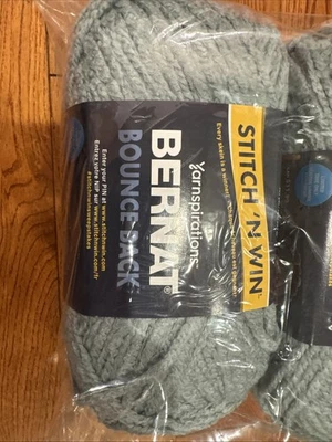 Bernat Bounce Back Yarn "Frosted Blue" 1 Skein #1396 New