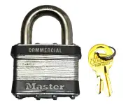 Lot of 3 Master Lock 2" Commercial Laminated Padlocks Keyed Alike 5KA A1400