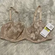 Chantelle 36D Bra Beige Fluers Demi Sheer 12M5 Underwire Back Closure NEW $118