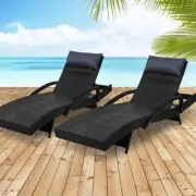 2X Outdoor Sun Lounge Garden Patio PE Wicker Furniture Adjustable Beach Day Bed