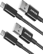 Anker 3.3ft Premium Nylon Lightning Cable [2-Pack], Apple MFi Certified for iPhone Xs/XS Max/XR/X / 8/8 Plus / 7/7 Plus / 6/6 Plus / 5s, iPad Pro Air 2, and More Chargers (Black)