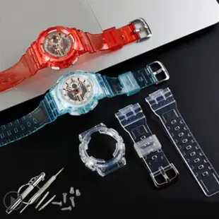 森尼3C-34a針扣男女運動錶帶錶殼樹脂透明錶帶14mm兼容baby-g BA-110 111 112 120-品質保證