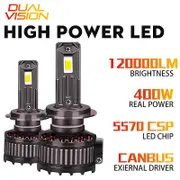 -400w 120000lm H4 H1 Led H7 H11 Hb3 Hb4 Hir2 9012 Canbus Turbo Car Headlight Bulbs Auto Fog Lamp Super Bright Light K5c 5570 Csp