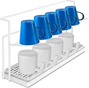 Bottle Drying Rack Carbon Steel Cup Drying Rack Double Layer Drying Rack with Removable Drain Tray Sturdy Cup Drying Holder Stable Bottle Drying Holder for Home(White)