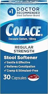 Regular Strength Stool Softener, 100 mg Capsules, 30 Count, Docusate Sodium Stool Softener for Gentle, Dependable Relief