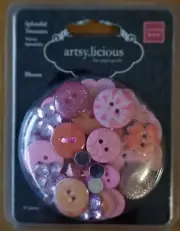New Chatterbox Artsy.licious Bloom Pink Splendid Treasures Set/35 Buttons Gems