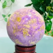 534gNatural Purpurite Quartz Sphere Crystal Ball Healing Reiki Decoration GA5268