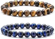[Hamoery] Men Women 8mm Natural Stone Lava Rock Diffuser Bracelet Elastic Yoga Agate Beads Bracelet Bangle