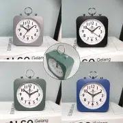 Modern Square Alarm Clock Silent Quartz Movement Analog Dial Sleek Design