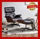 Milan Direct Eames Premium Replica Leather Chair & Ottoman -BLACK -FREE SHIPPING